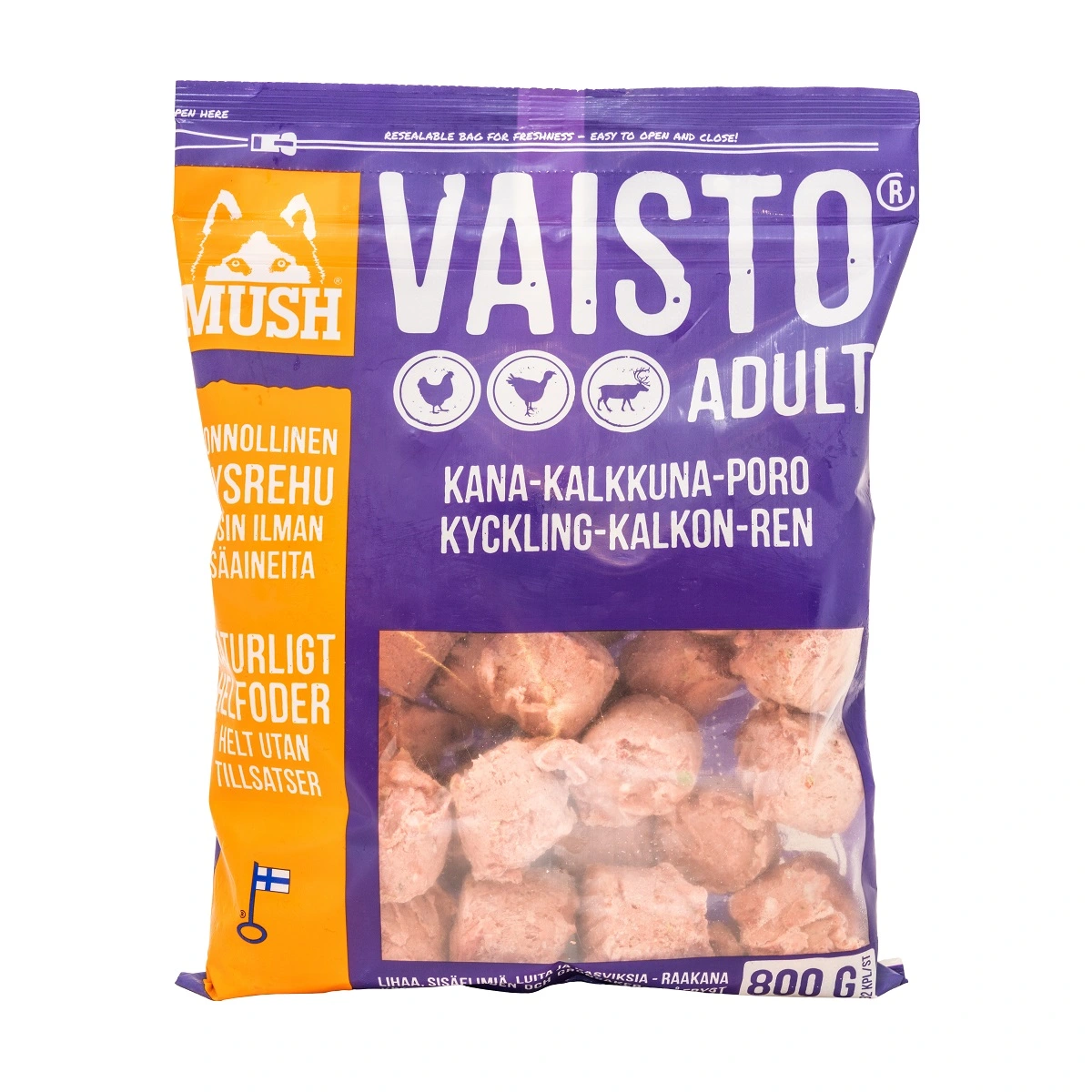 MUSH Vaisto Lilla Kylling Kalkun Rensdyr 800 g - Naturligt hundefoder